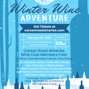 Winter Wine Adventure Flyer | Wineries in El Dorado County | Camino Wineries